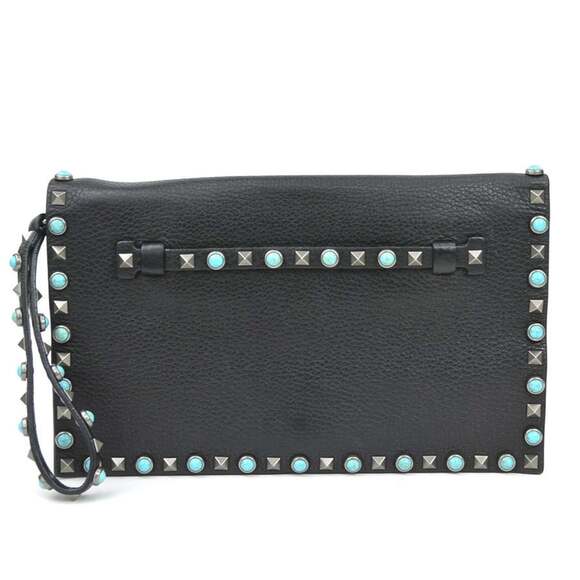Valentino Garavani clutch bag in black leather for women h31655a
